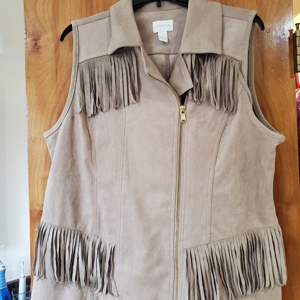 Chico's Tan Fringe Vest for Women